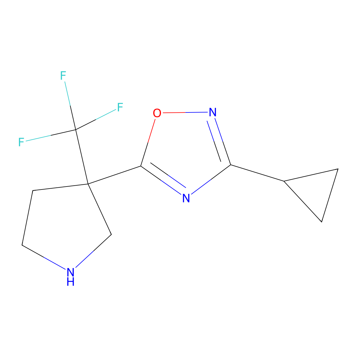 3-Cyclopropyl-5-[3-(trifluoromethyl)pyrrolidin-3-yl]-1,2,4-oxadiazole molecular structure, CAS 1271651-30-9