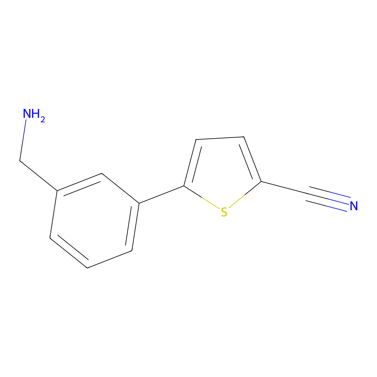5-[3-(Aminomethyl)phenyl]thiophene-2-carbonitrile molecular structure, CAS 1271668-66-6