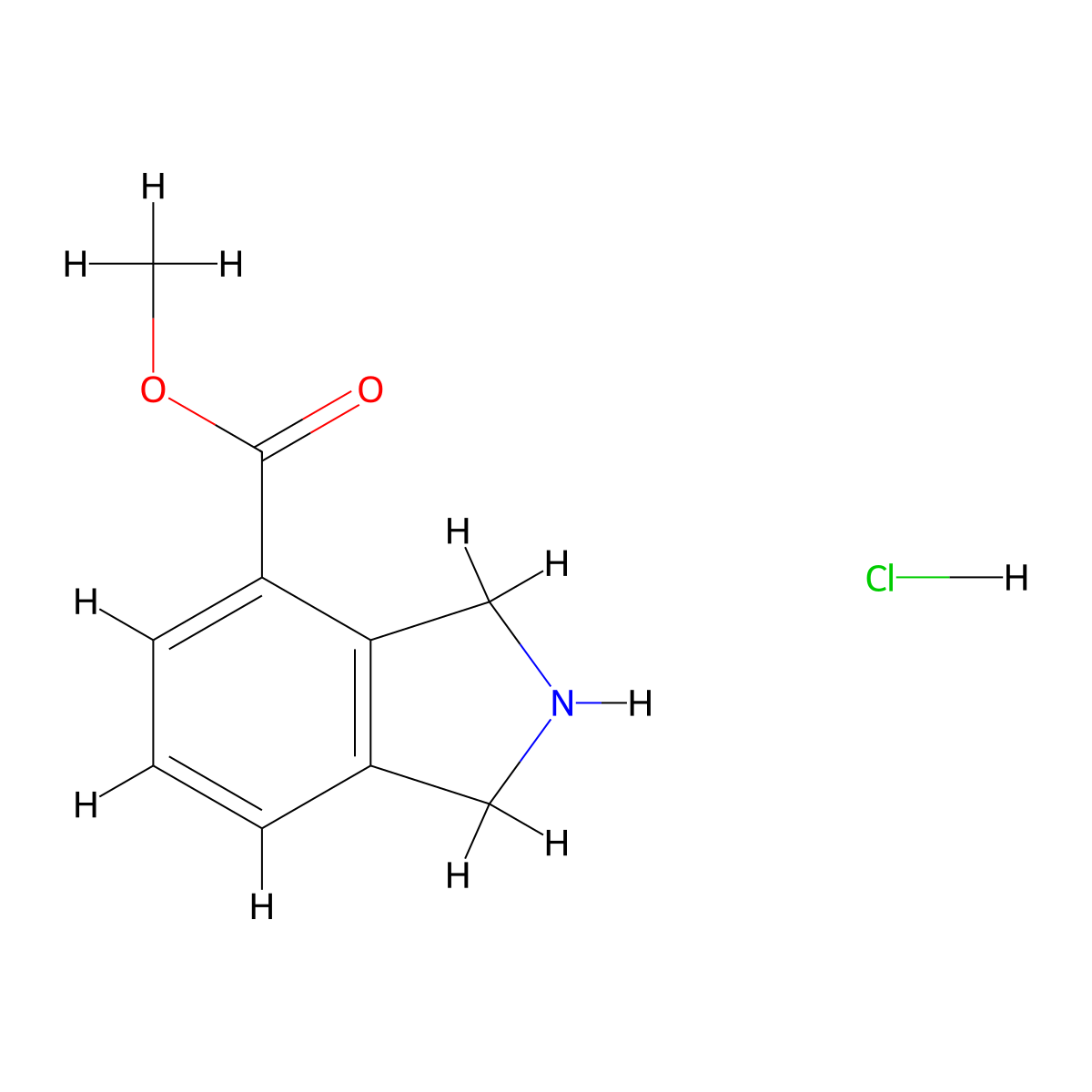methyl 2,3-dihydro-1H-isoindole-4-carboxylate hydrochloride molecular structure, CAS 127168-90-5