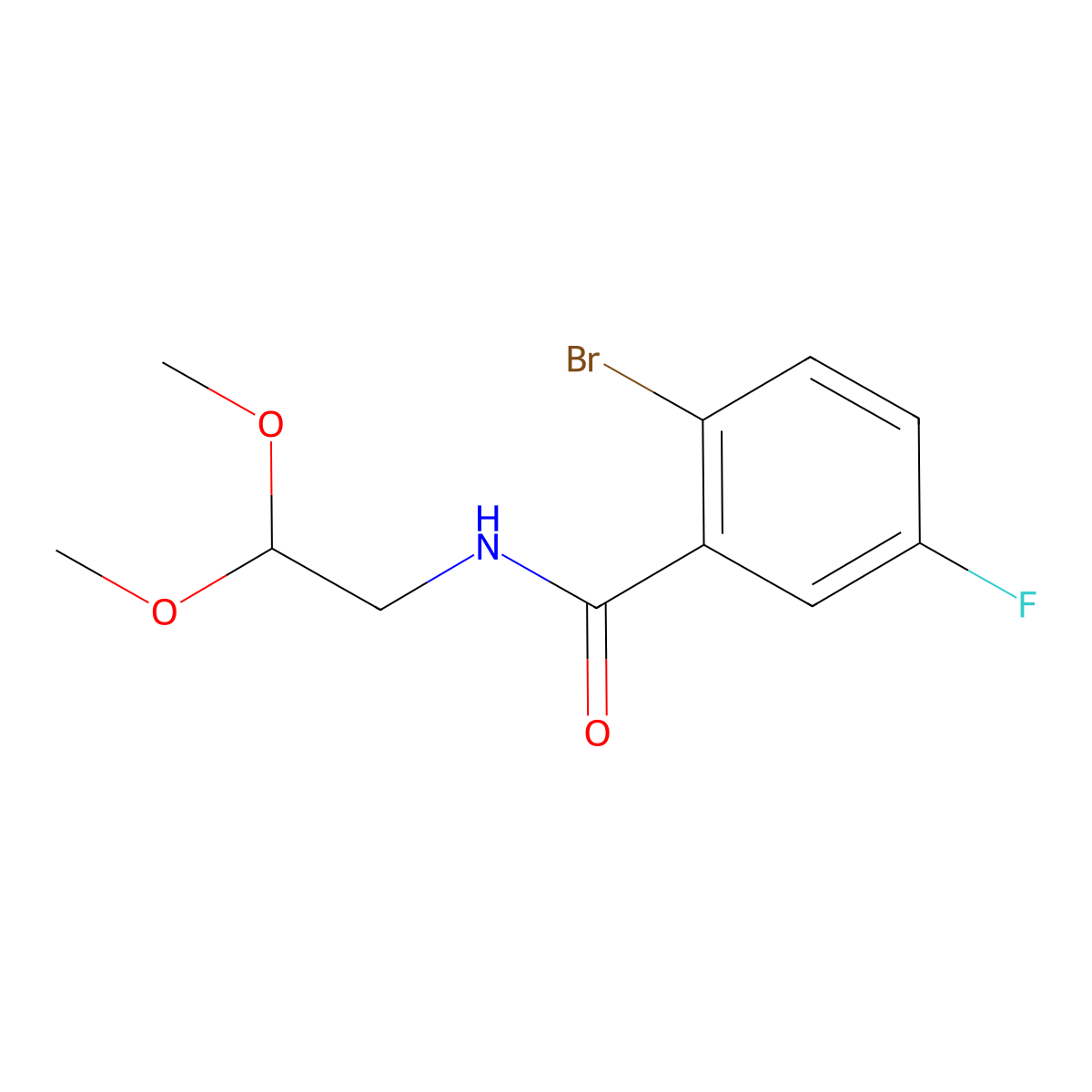 2-bromo-N-(2,2-dimethoxyethyl)-5-fluorobenzamide molecular structure, CAS 1271694-90-6