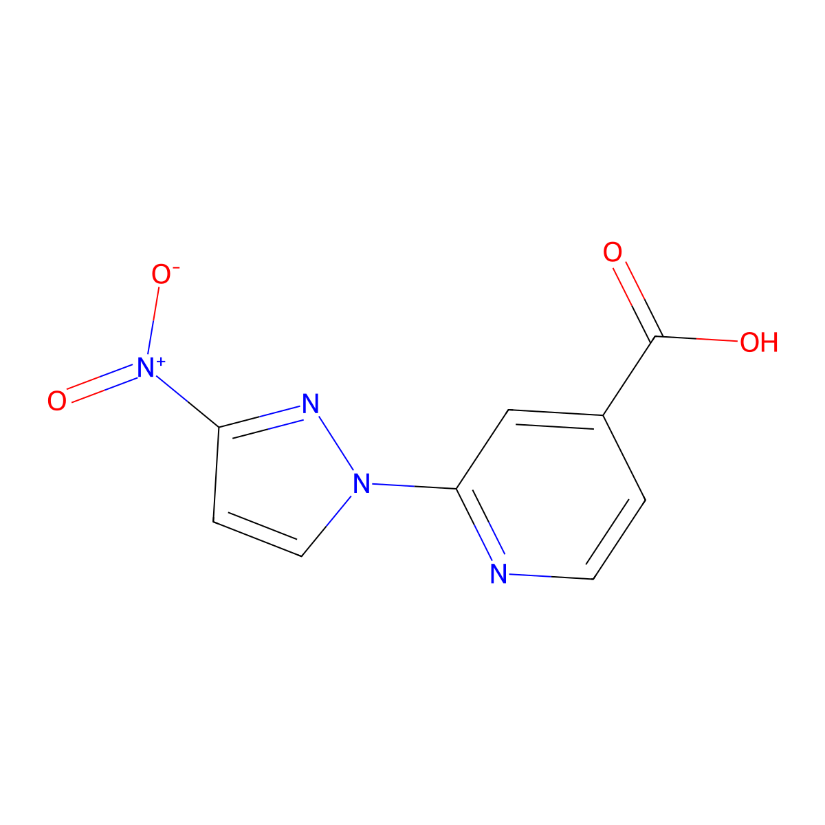 2-(3-nitro-1H-pyrazol-1-yl)pyridine-4-carboxylic acid molecular structure, CAS 1271702-68-1