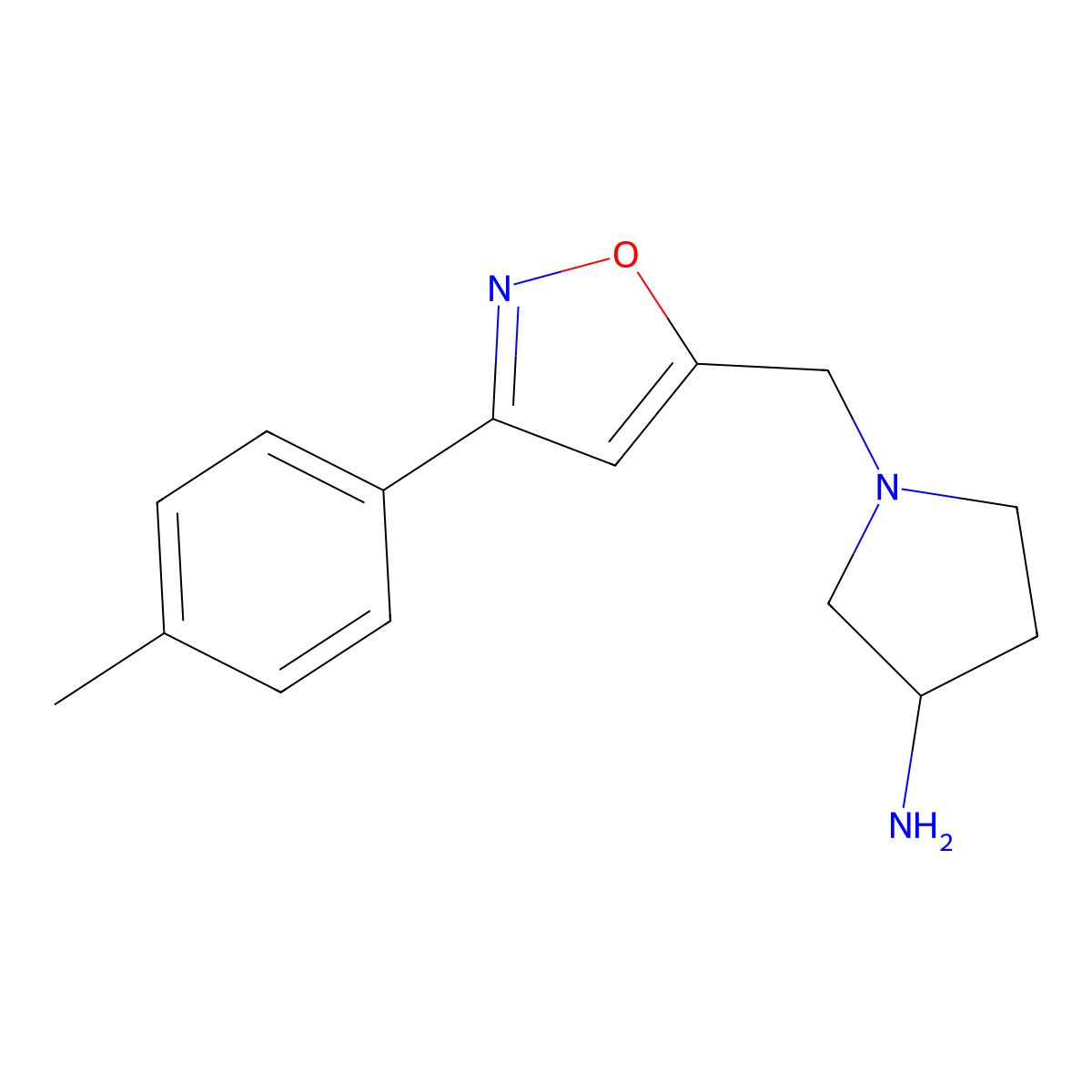 1-{[3-(4-Methylphenyl)-1,2-oxazol-5-yl]methyl}pyrrolidin-3-amine molecular structure, CAS 1271708-05-4