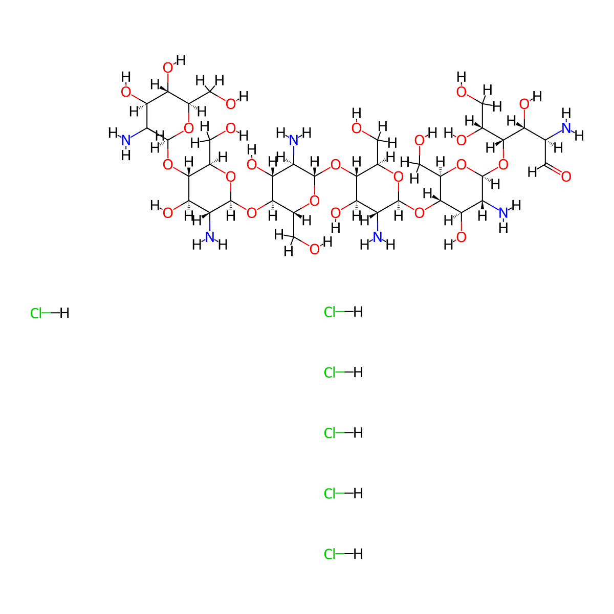 Chitohexaose (hexahydrochloride) molecular structure, CAS 127171-88-4