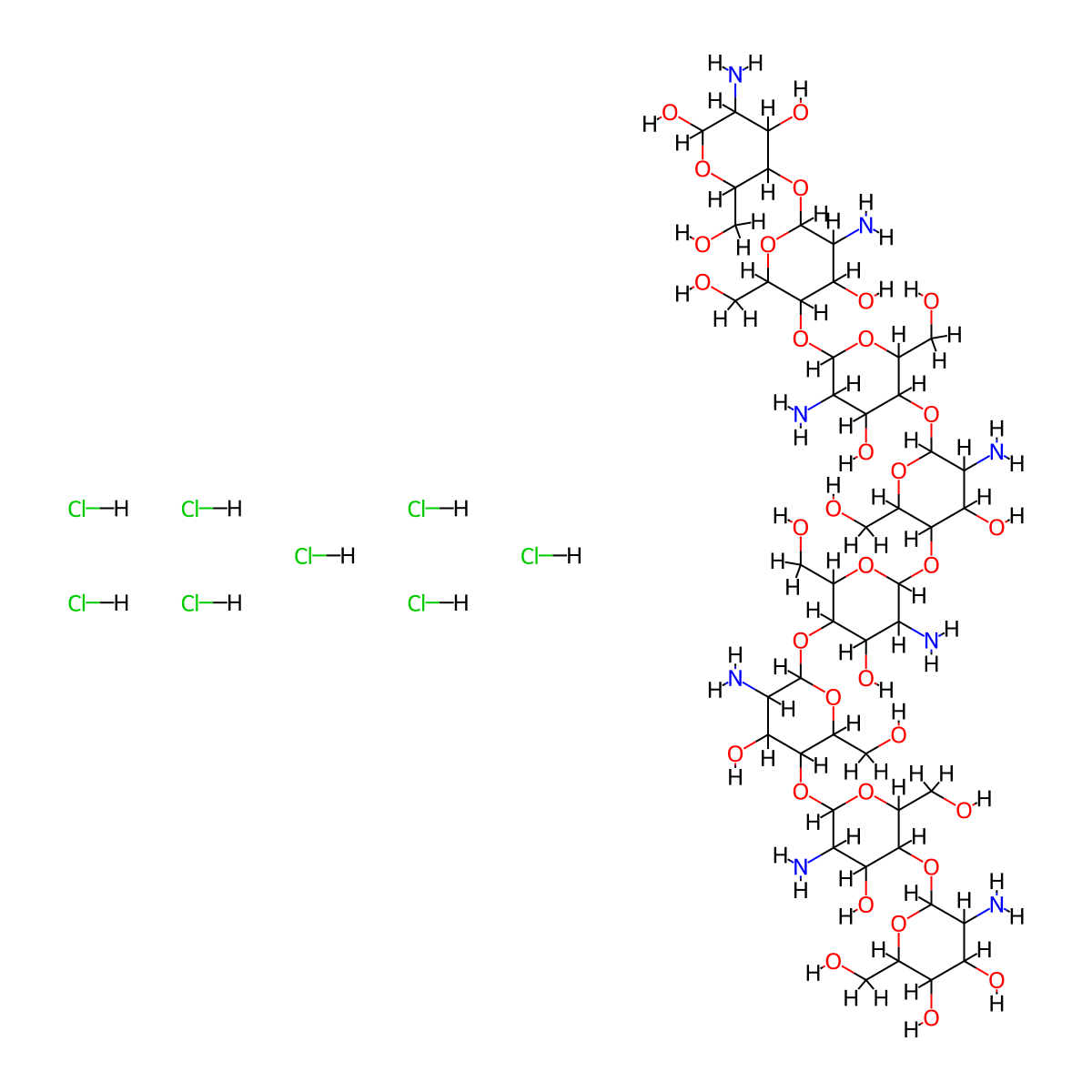 Chitosan octamer molecular structure, CAS 127171-90-8