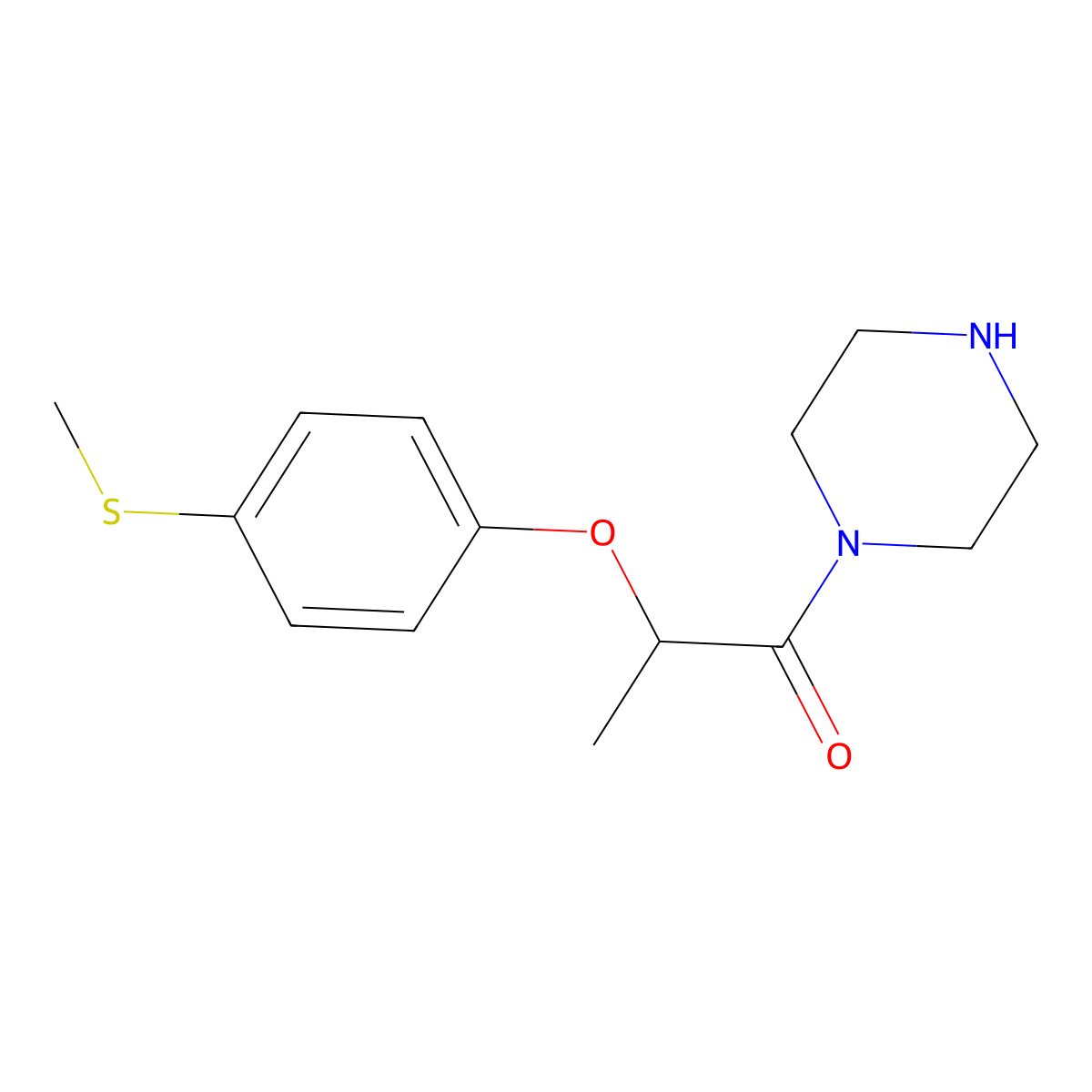 2-[4-(Methylsulfanyl)phenoxy]-1-(piperazin-1-yl)propan-1-one molecular structure, CAS 1271714-43-2
