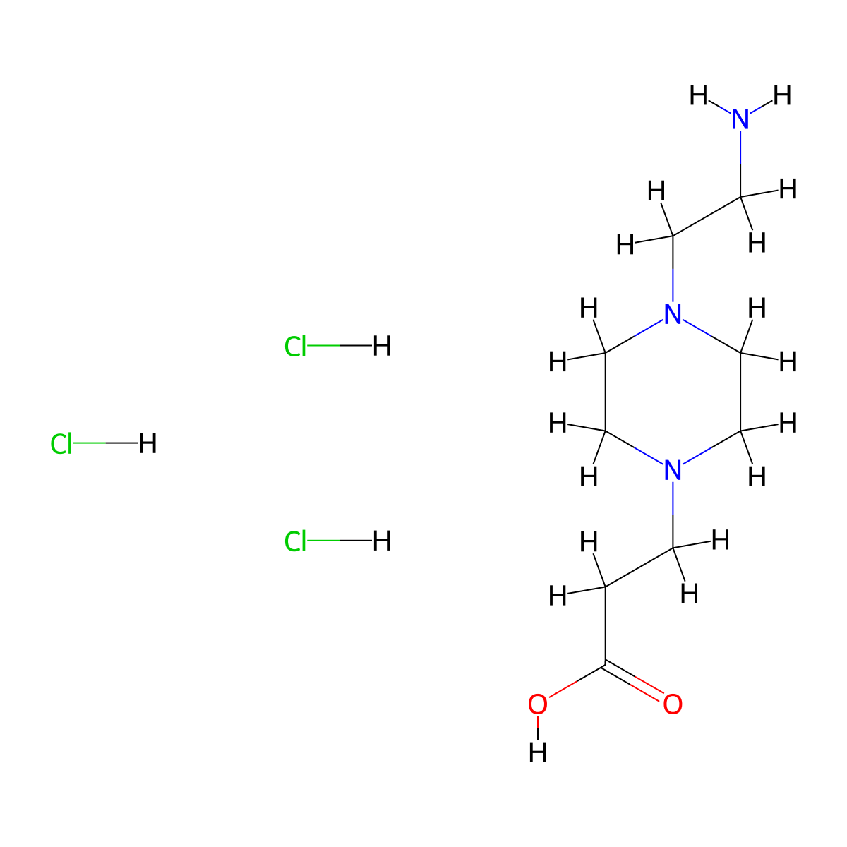 3-[4-(2-Aminoethyl)piperazin-1-yl]propanoic acid trihydrochloride molecular structure, CAS 127178-00-1