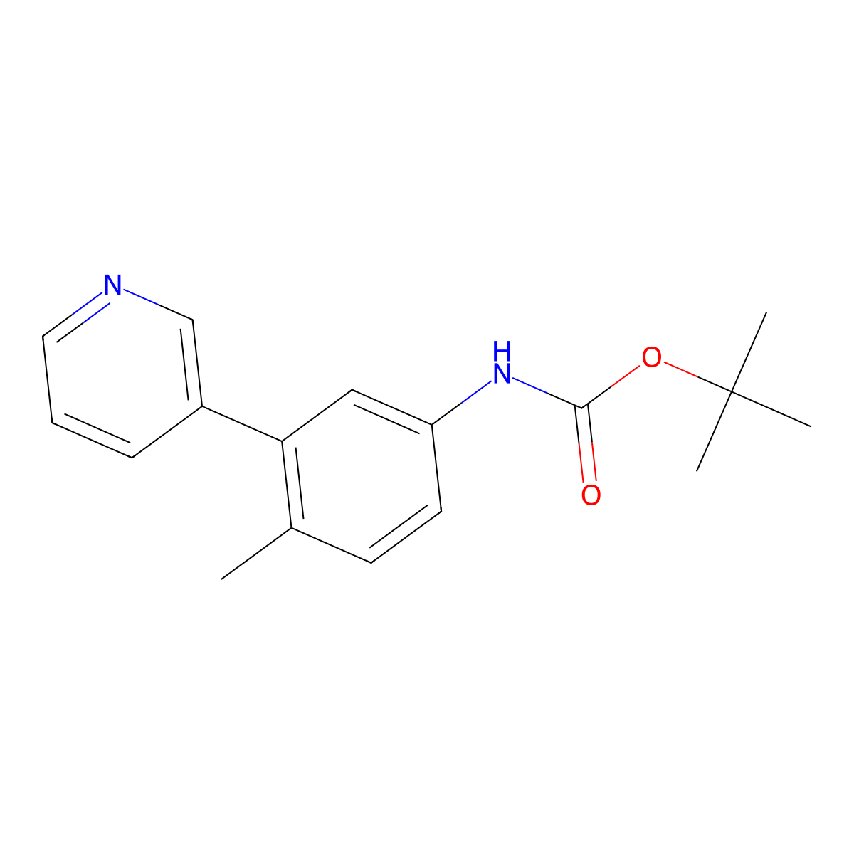 Tert-butyl 4-methyl-3-(pyridin-3-yl)phenylcarbamate molecular structure, CAS 1271808-69-5