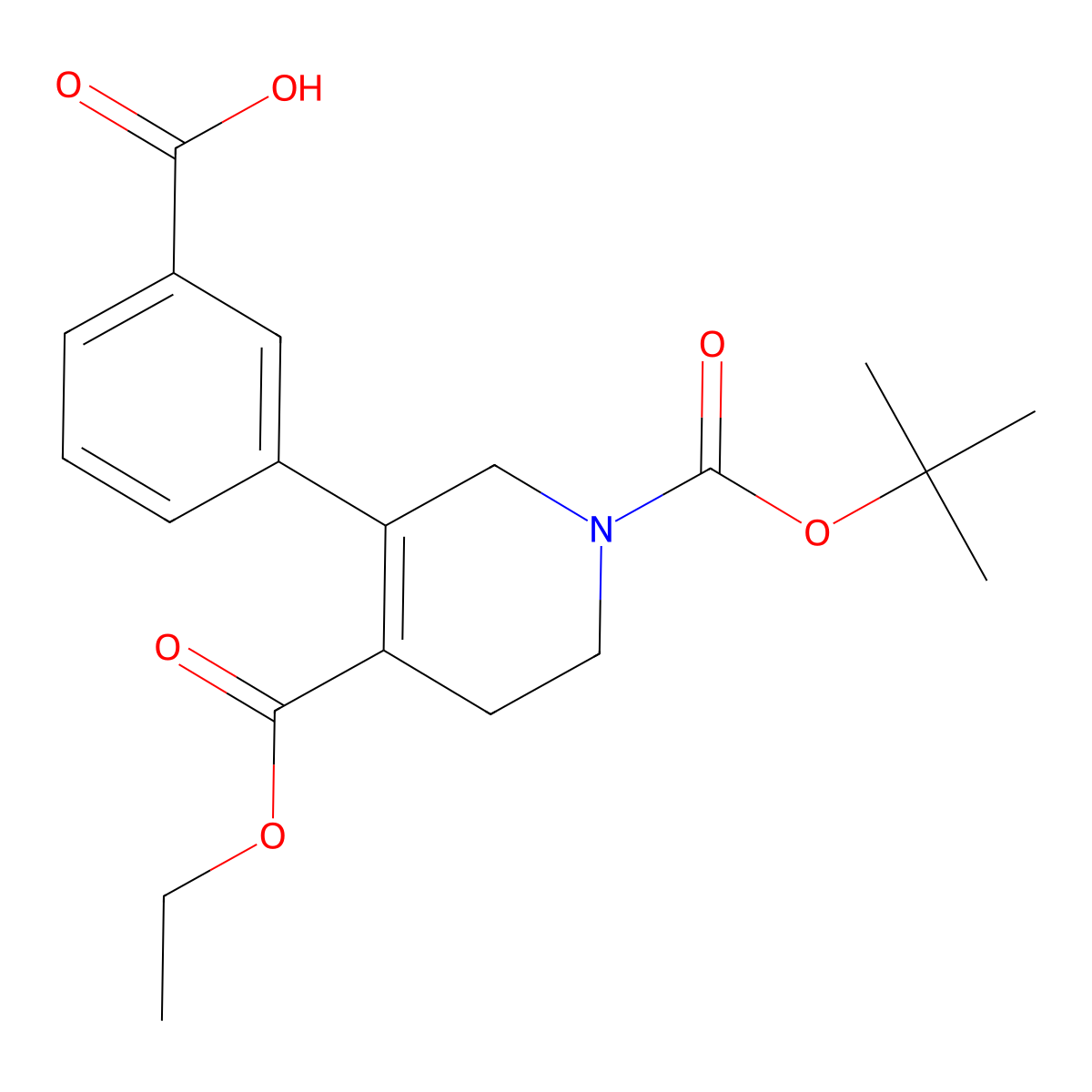 3-(1-(Tert-butoxycarbonyl)-4-(ethoxycarbonyl)-1,2,5,6-tetrahydropyridin-3-yl)benzoic acid molecular structure, CAS 1271809-36-9