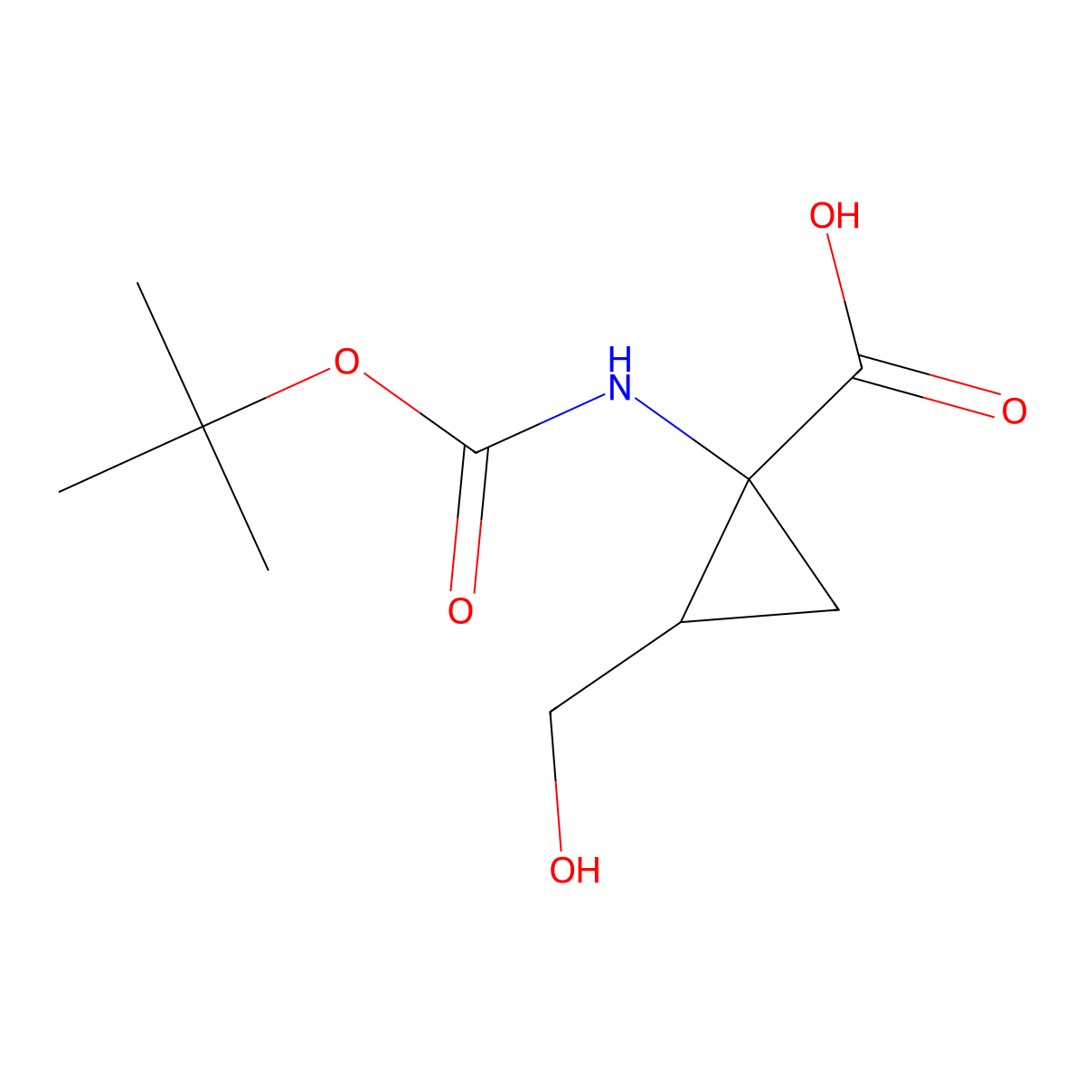 (1R,2S)-1-{[(tert-butoxy)carbonyl]amino}-2-(hydroxymethyl)cyclopropane-1-carboxylic acid molecular structure, CAS 127181-29-7