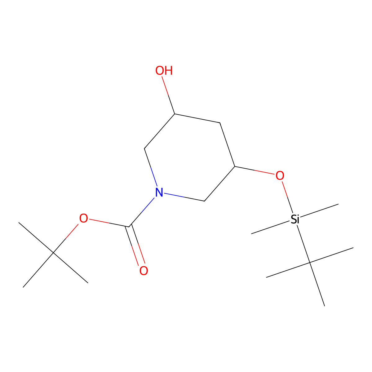 tert-Butyl (3R,5S)-3-[(tert-butyldimethylsilyl)oxy]-5-hydroxypiperidine-1-carboxylate molecular structure, CAS 1271810-03-7