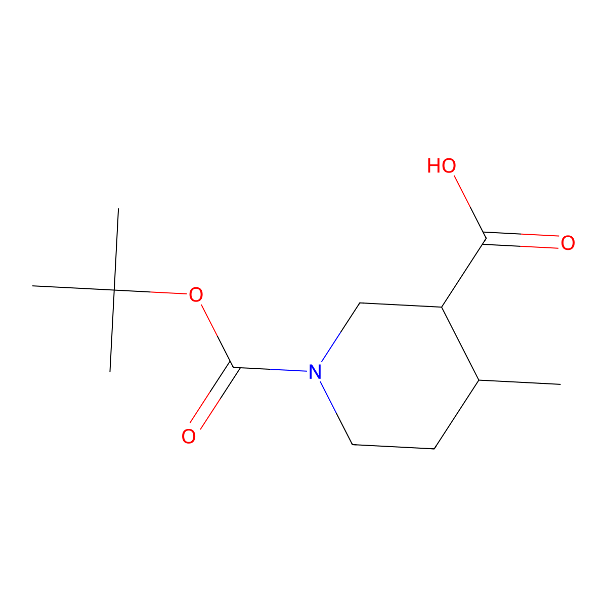 trans-1-(tert-Butoxycarbonyl)-4-methylpiperidine-3-carboxylic acid molecular structure, CAS 1271810-25-3