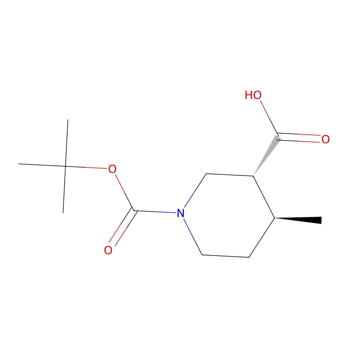 trans-1-(tert-Butoxycarbonyl)-4-methylpiperidine-3-carboxylic acid molecular structure, CAS 1271810-25-3