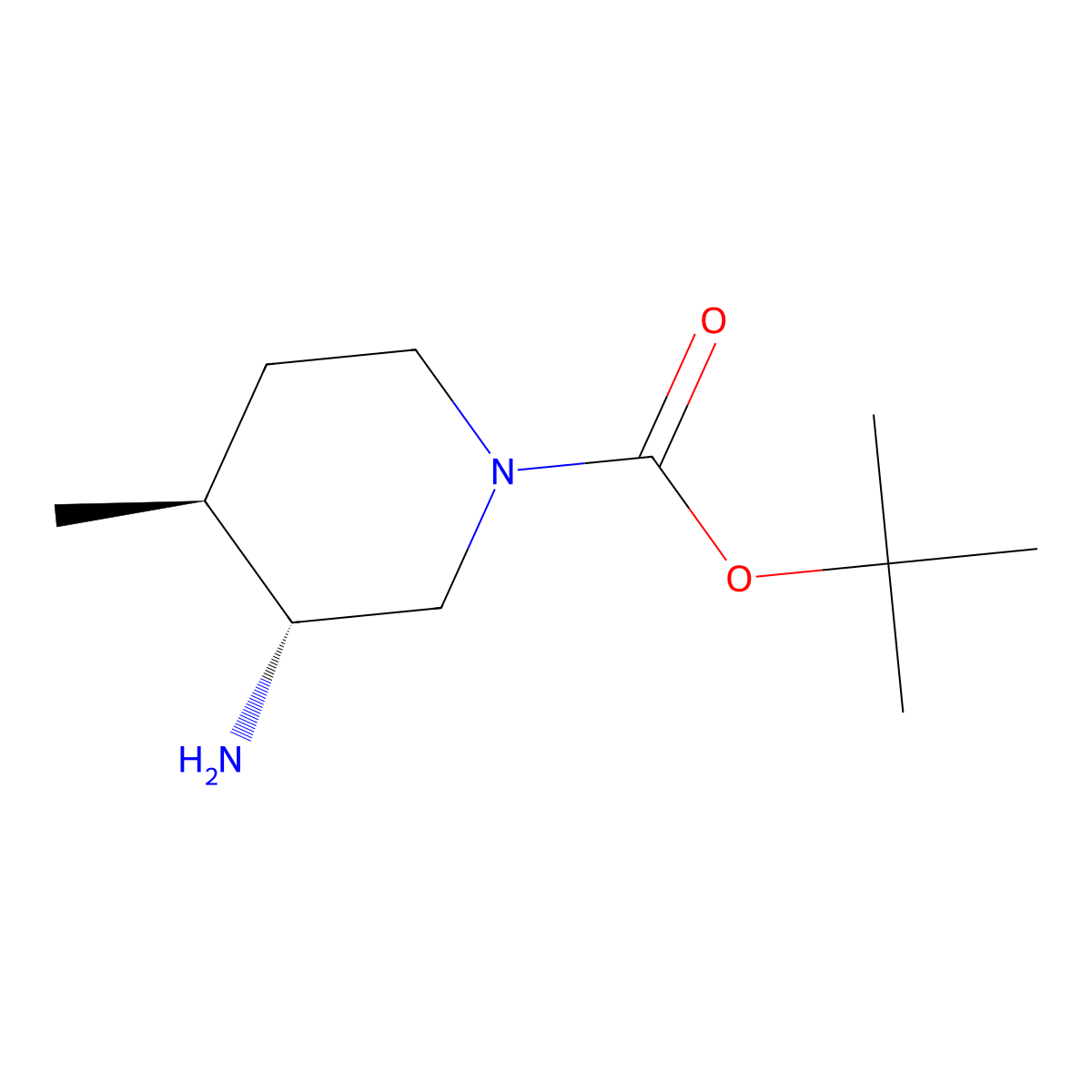 trans-Tert-butyl 3-amino-4-methylpiperidine-1-carboxylate molecular structure, CAS 1271810-27-5