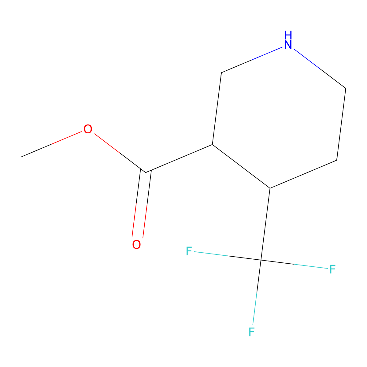 rac-methyl (3R,4S)-4-(trifluoromethyl)piperidine-3-carboxylate molecular structure, CAS 1271810-85-5