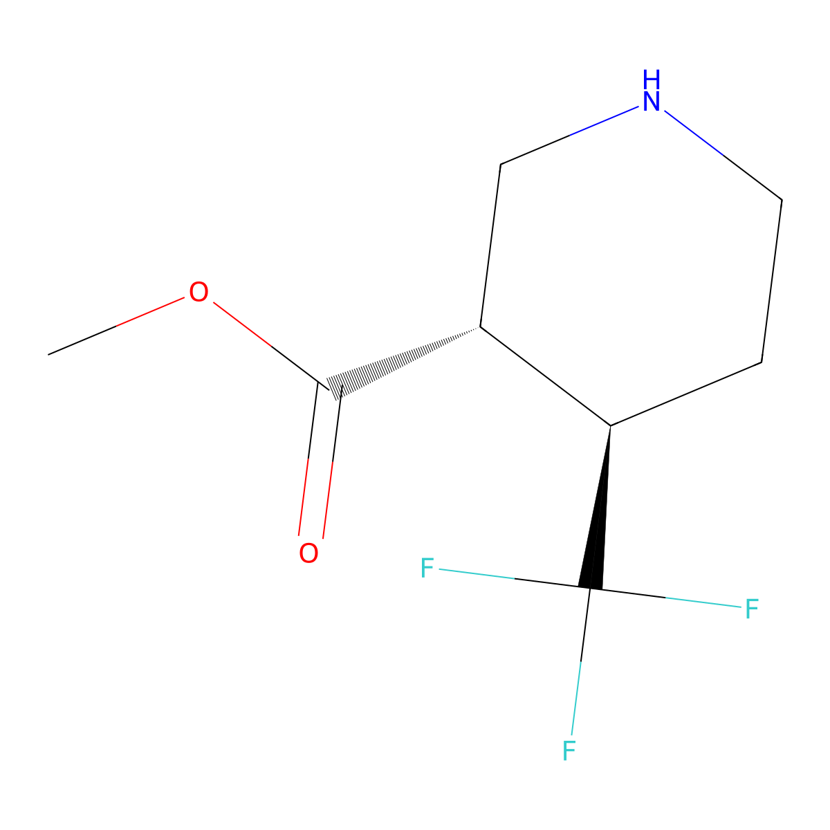 rac-methyl (3R,4S)-4-(trifluoromethyl)piperidine-3-carboxylate molecular structure, CAS 1271810-85-5