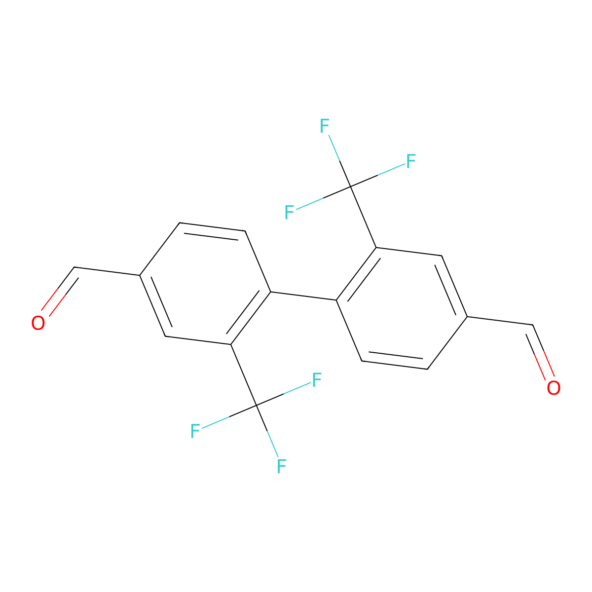 2,2'-Bis(trifluoromethyl)-1,1'-biphenyl-4,4'-dicarbaldehyde molecular structure, CAS 1271813-32-1