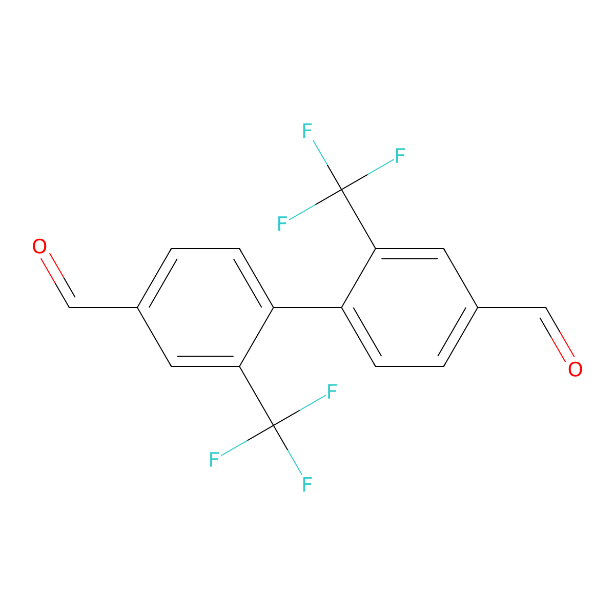 2,2'-Bis(trifluoromethyl)-1,1'-biphenyl-4,4'-dicarbaldehyde molecular structure, CAS 1271813-32-1