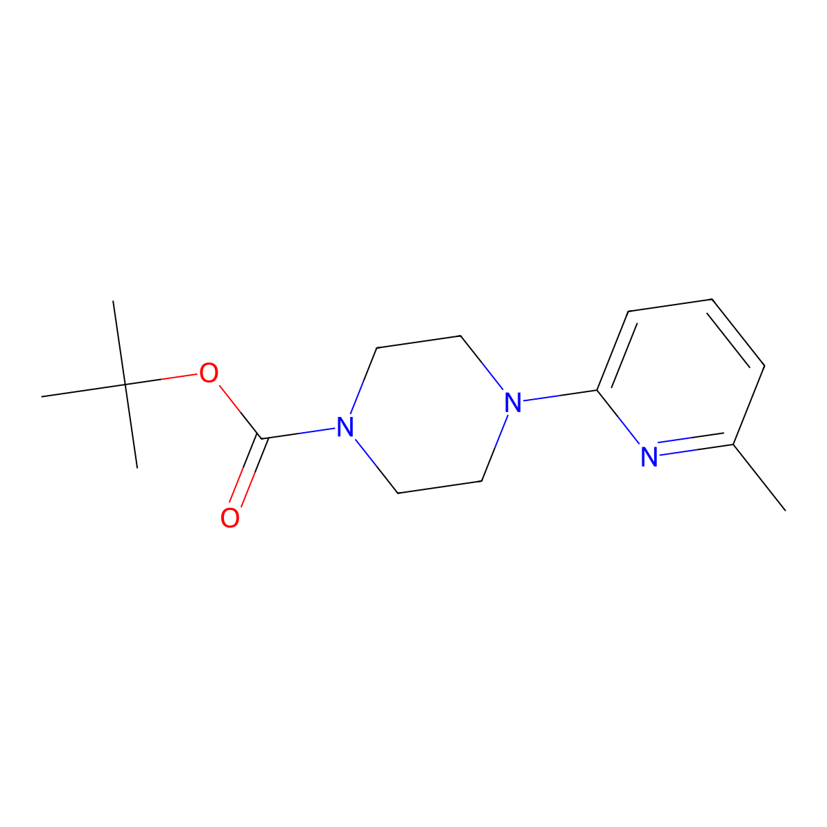 4-Boc-1-(6-methyl-2-pyridyl)piperazine molecular structure, CAS 127188-33-4