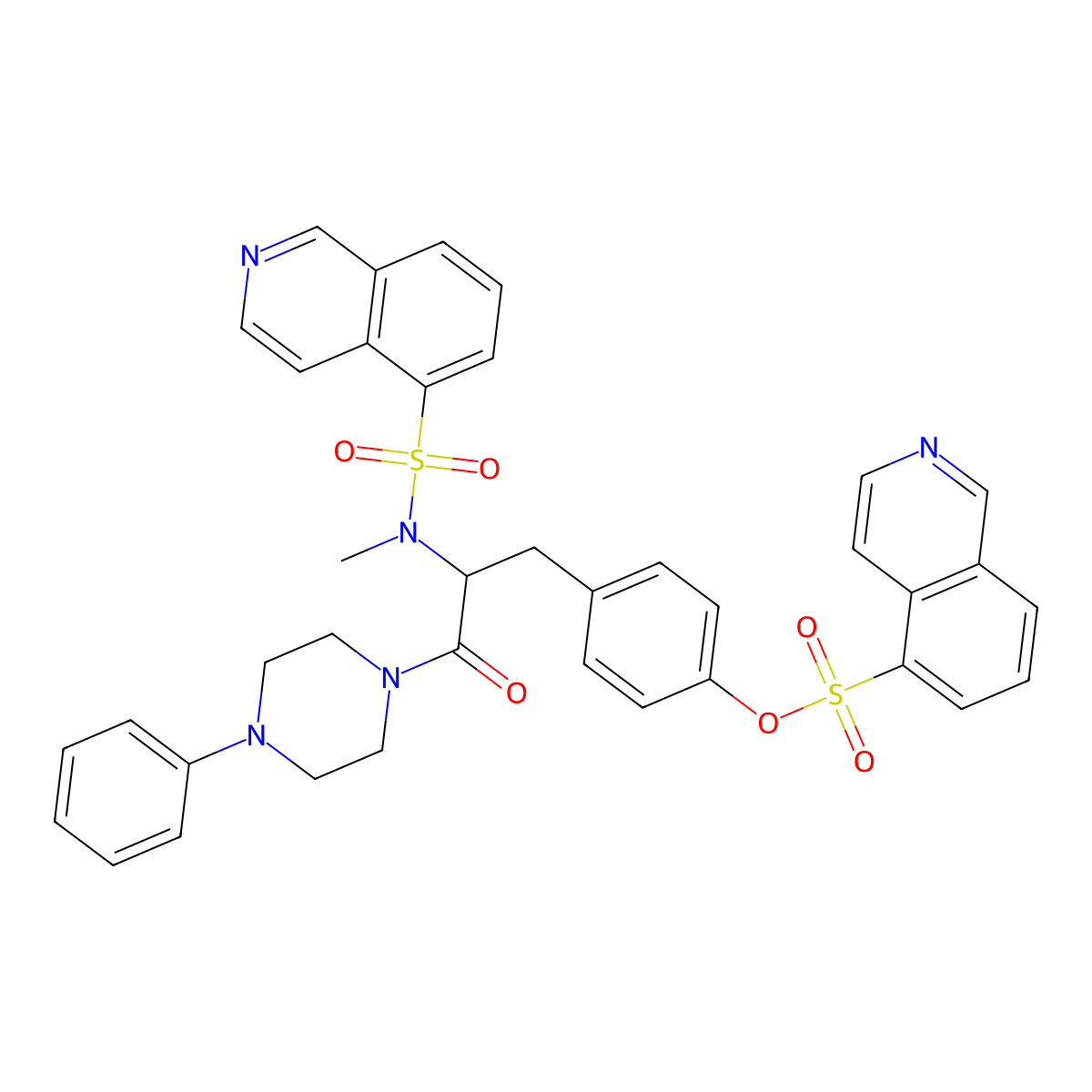 4-((2S)-2-((5-Isoquinolinylsulfonyl)methylamino)-3-oxo-3-(4-phenyl-1-piperazinyl)propyl)phenyl 5-isoquinolinesulfonate molecular structure, CAS 127191-97-3