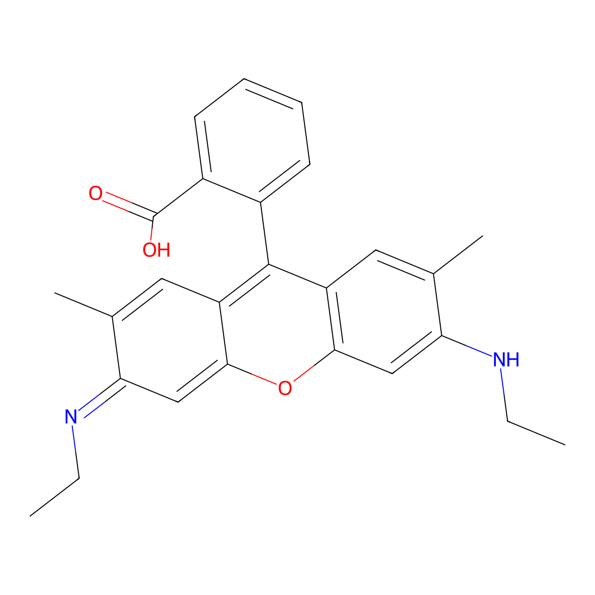 9-(2-Carboxylatophenyl)-3,6-bis(ethylamino)-2,7-dimethylxanthylium molecular structure, CAS 127193-46-8
