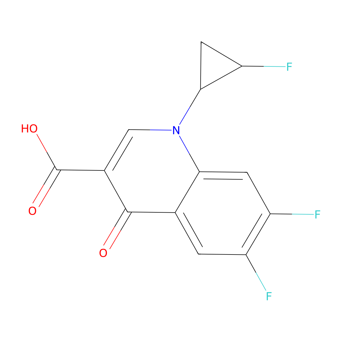 6,7-Difluoro-1-(cis-2-fluorocyclopropyl)-4-oxo-1,4-dihydroquinoline-3-carboxylic acid molecular structure, CAS 127199-00-2