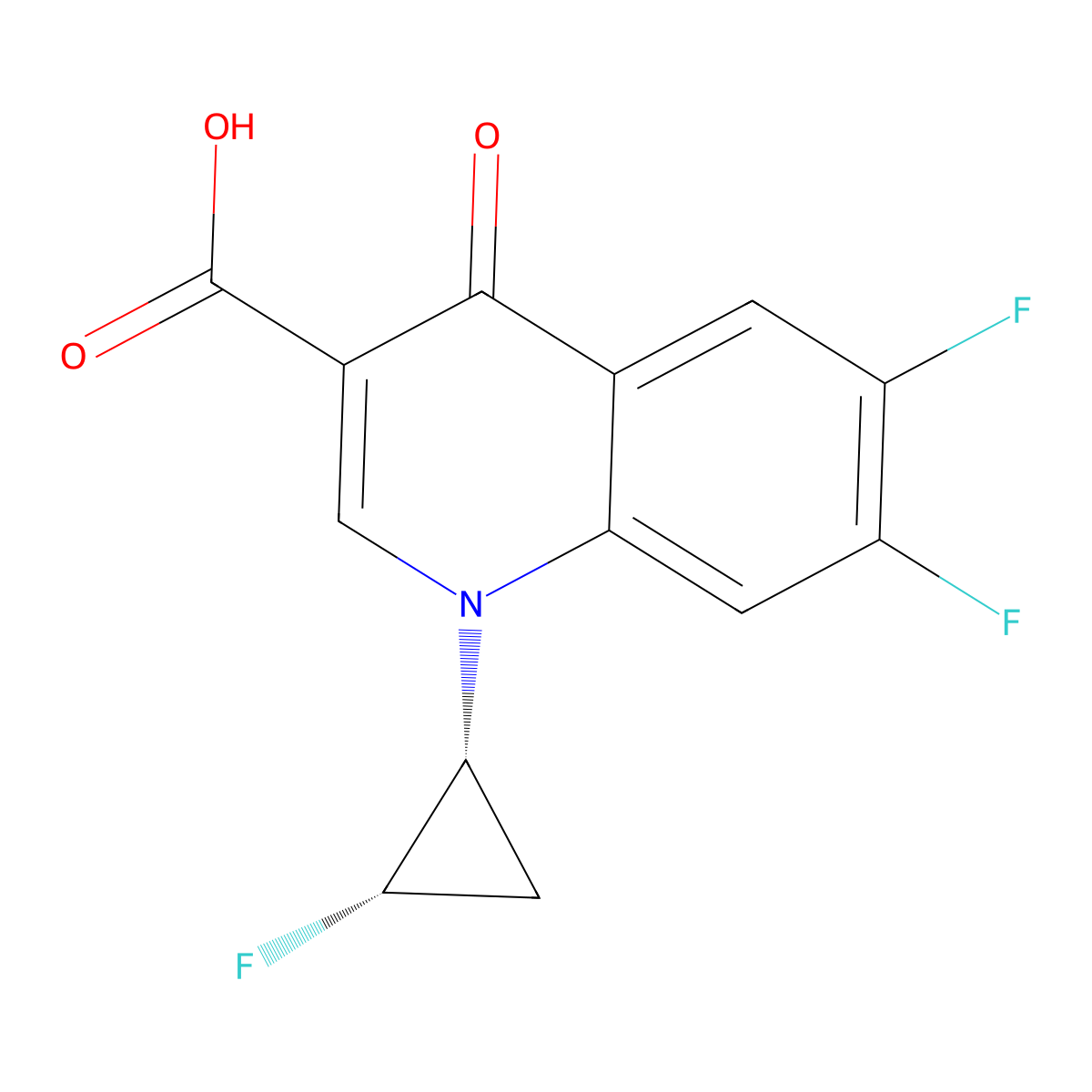 6,7-Difluoro-1-(cis-2-fluorocyclopropyl)-4-oxo-1,4-dihydroquinoline-3-carboxylic acid molecular structure, CAS 127199-00-2