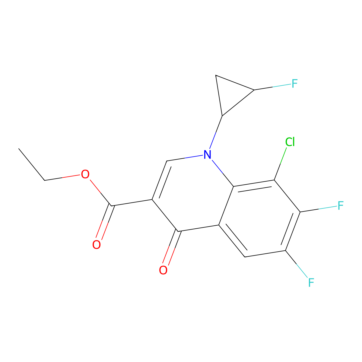 Ethyl 8-chloro-6,7-difluoro-1-((1R,2S)-2-fluorocyclopropyl)-4-oxo-1,4-dihydroquinoline-3-carboxylate molecular structure, CAS 127199-25-1