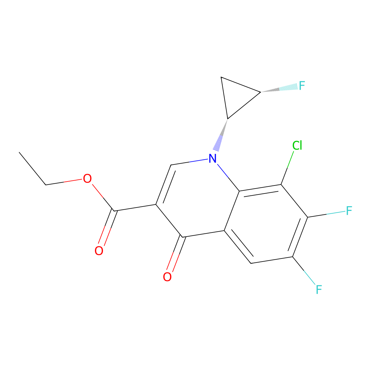 Ethyl 8-chloro-6,7-difluoro-1-((1R,2S)-2-fluorocyclopropyl)-4-oxo-1,4-dihydroquinoline-3-carboxylate molecular structure, CAS 127199-25-1