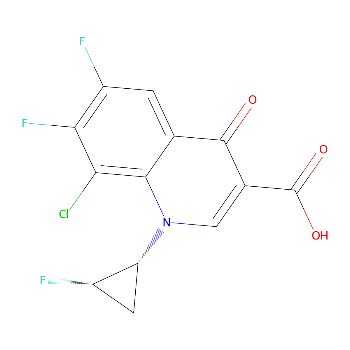 8-Chloro-6,7-difluoro-1-((1R,2S)-2-fluorocyclopropyl)-4-oxo-1,4-dihydroquinoline-3-carboxylic acid molecular structure, CAS 127199-27-3