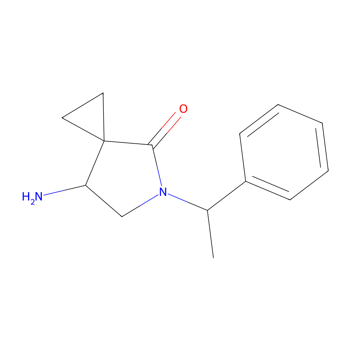 (7S)-7-Amino-5-[(1R)-1-phenylethyl]-5-azaspiro[2.4]heptan-4-one molecular structure, CAS 127199-38-6