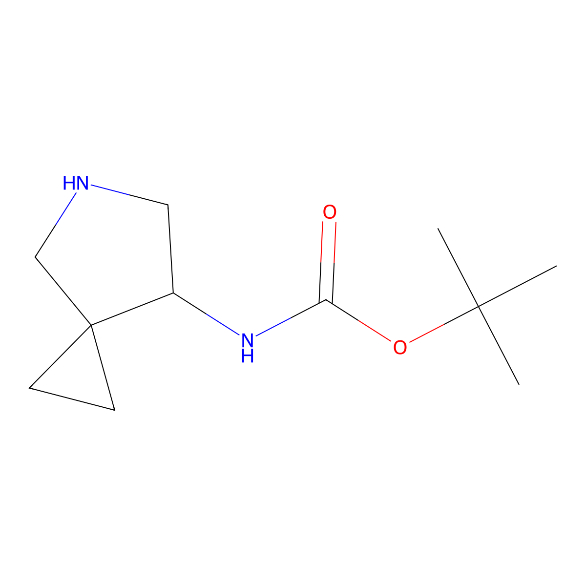 tert-Butyl (7R)-5-azaspiro(2.4)heptan-7-ylcarbamate molecular structure, CAS 127199-44-4