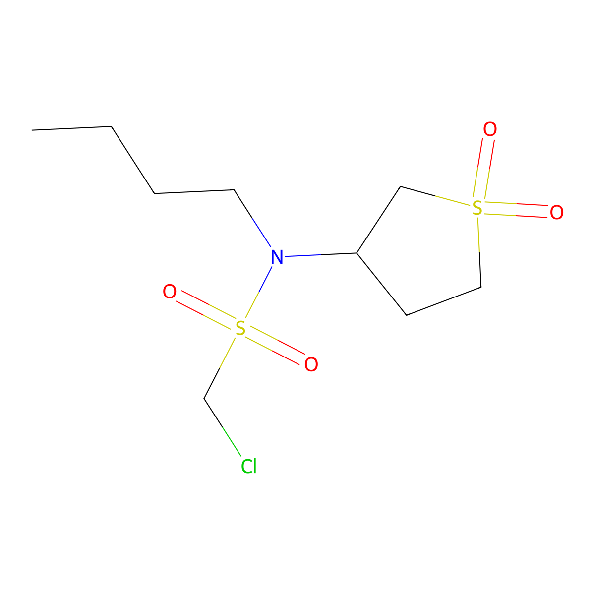 n-Butyl-1-chloro-n-(1,1-dioxidotetrahydrothiophen-3-yl)methanesulfonamide molecular structure, CAS 1272092-65-5