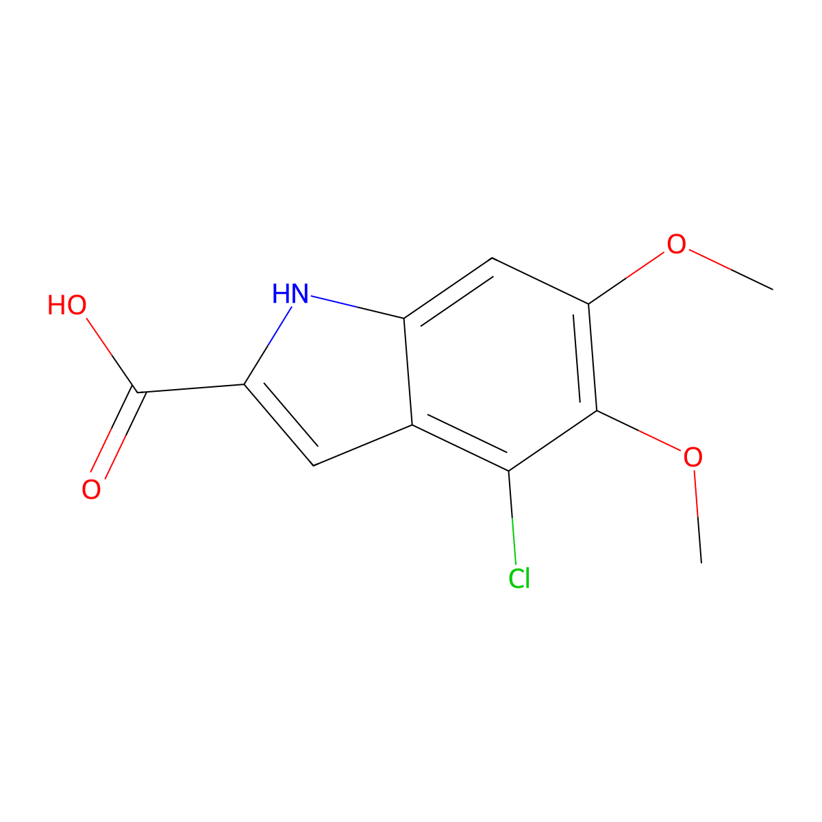 4-chloro-5,6-dimethoxy-1H-indole-2-carboxylic acid molecular structure, CAS 1272093-77-2