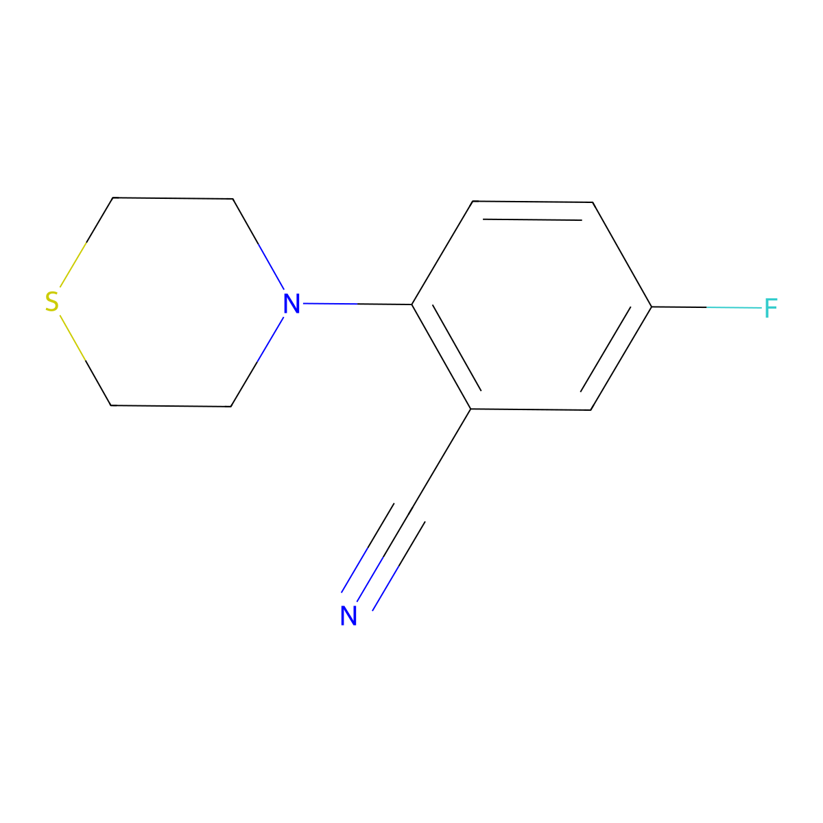 5-Fluoro-2-(thiomorpholin-4-yl)benzonitrile molecular structure, CAS 1272094-51-5