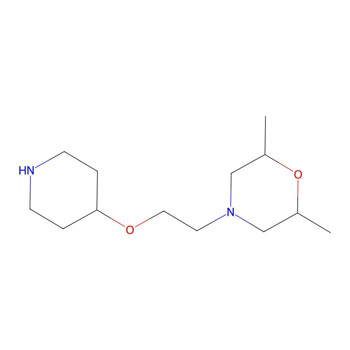 2,6-Dimethyl-4-[2-(piperidin-4-yloxy)ethyl]morpholine molecular structure, CAS 1272113-68-4