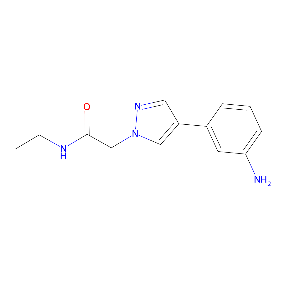 2-[4-(3-aminophenyl)-1H-pyrazol-1-yl]-N-ethylacetamide molecular structure, CAS 1272147-60-0