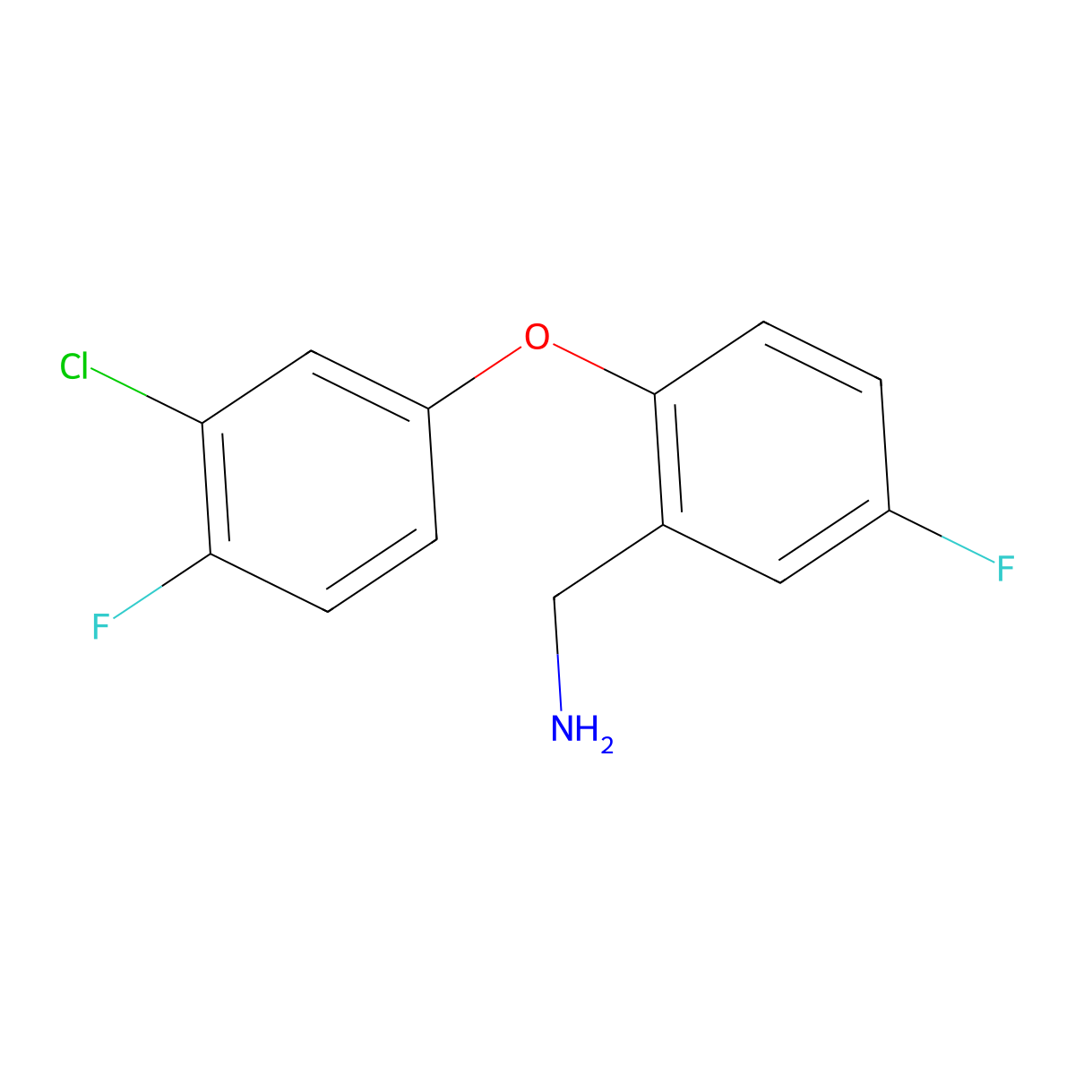 [2-(3-Chloro-4-fluorophenoxy)-5-fluorophenyl]methanamine molecular structure, CAS 1272147-79-1