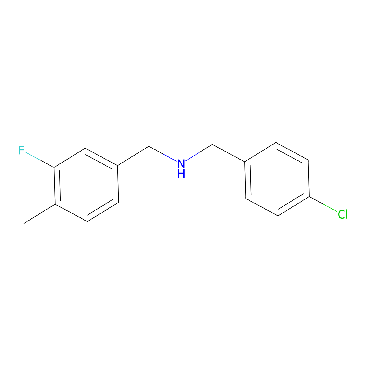 [(4-Chlorophenyl)methyl][(3-fluoro-4-methylphenyl)methyl]amine molecular structure, CAS 1272170-09-8