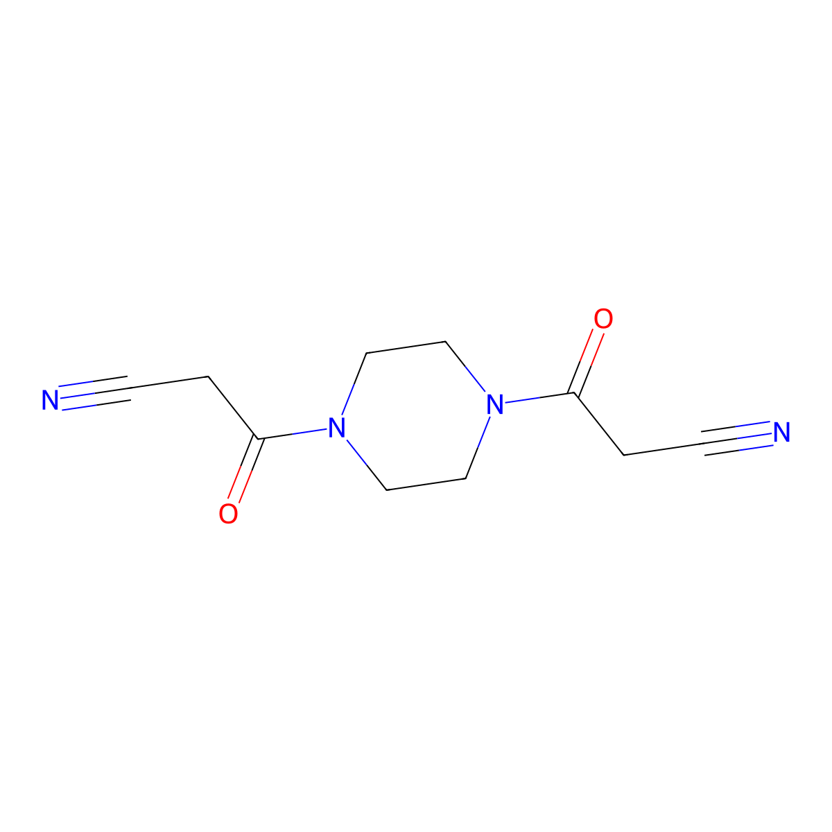 3,3'-Piperazine-1,4-diylbis(3-oxopropanenitrile) molecular structure, CAS 127219-26-5
