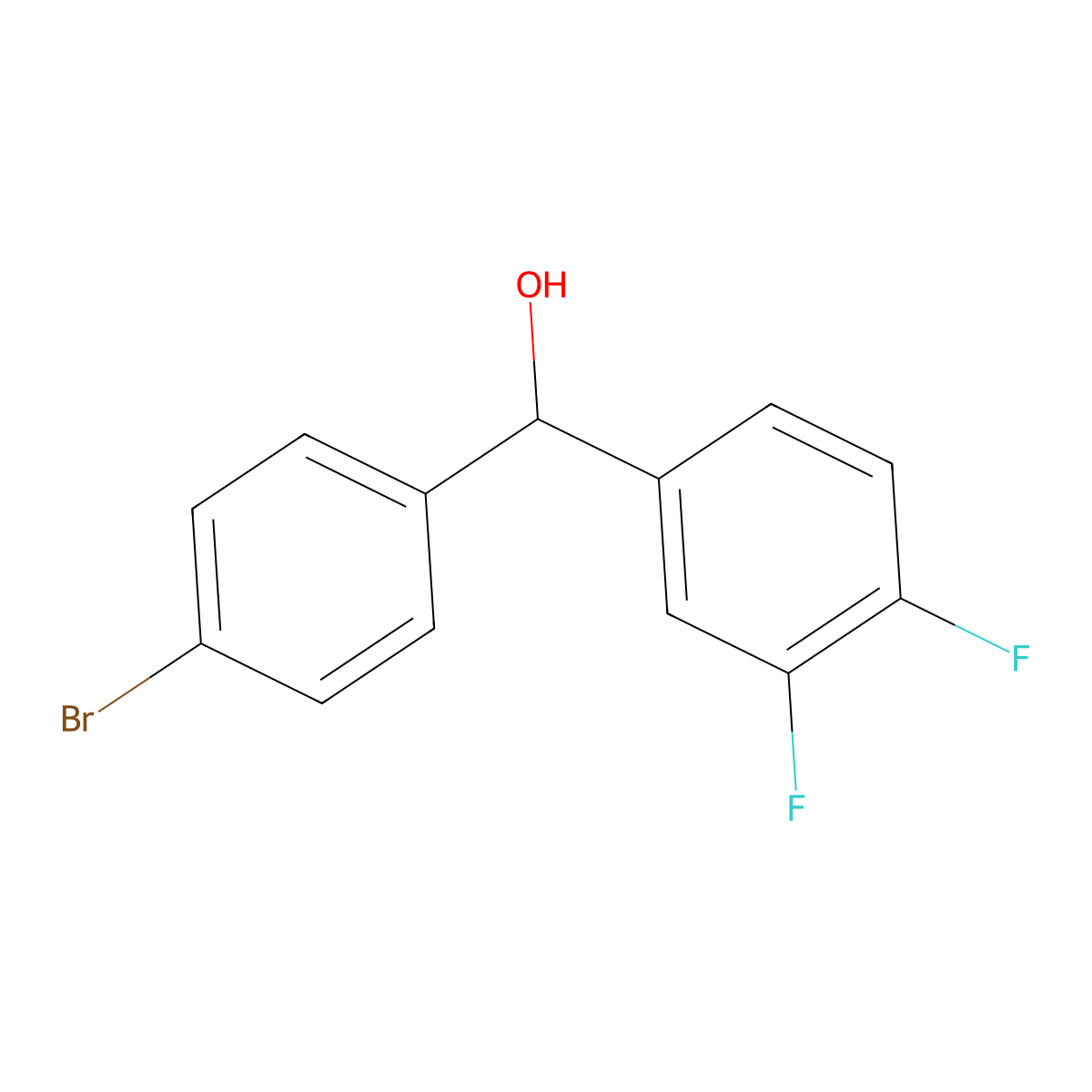 (4-Bromophenyl)(3,4-difluorophenyl)methanol molecular structure, CAS 1272202-25-1