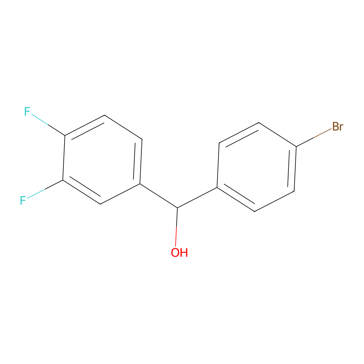 (4-Bromophenyl)(3,4-difluorophenyl)methanol molecular structure, CAS 1272202-25-1