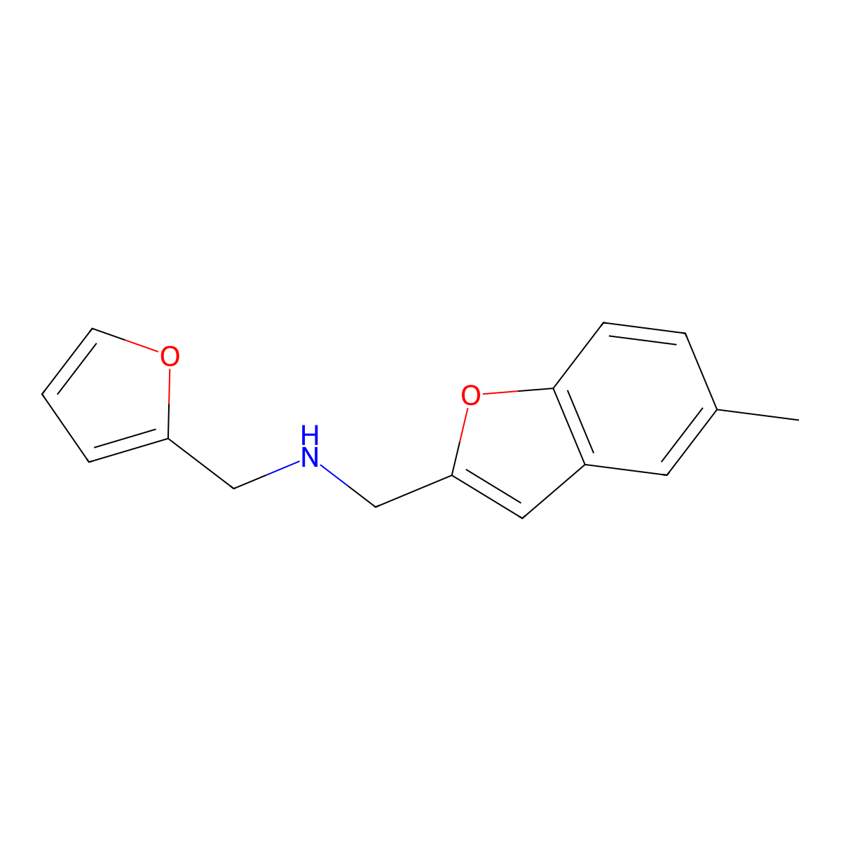(Furan-2-ylmethyl)[(5-methyl-1-benzofuran-2-yl)methyl]amine molecular structure, CAS 1272207-56-3