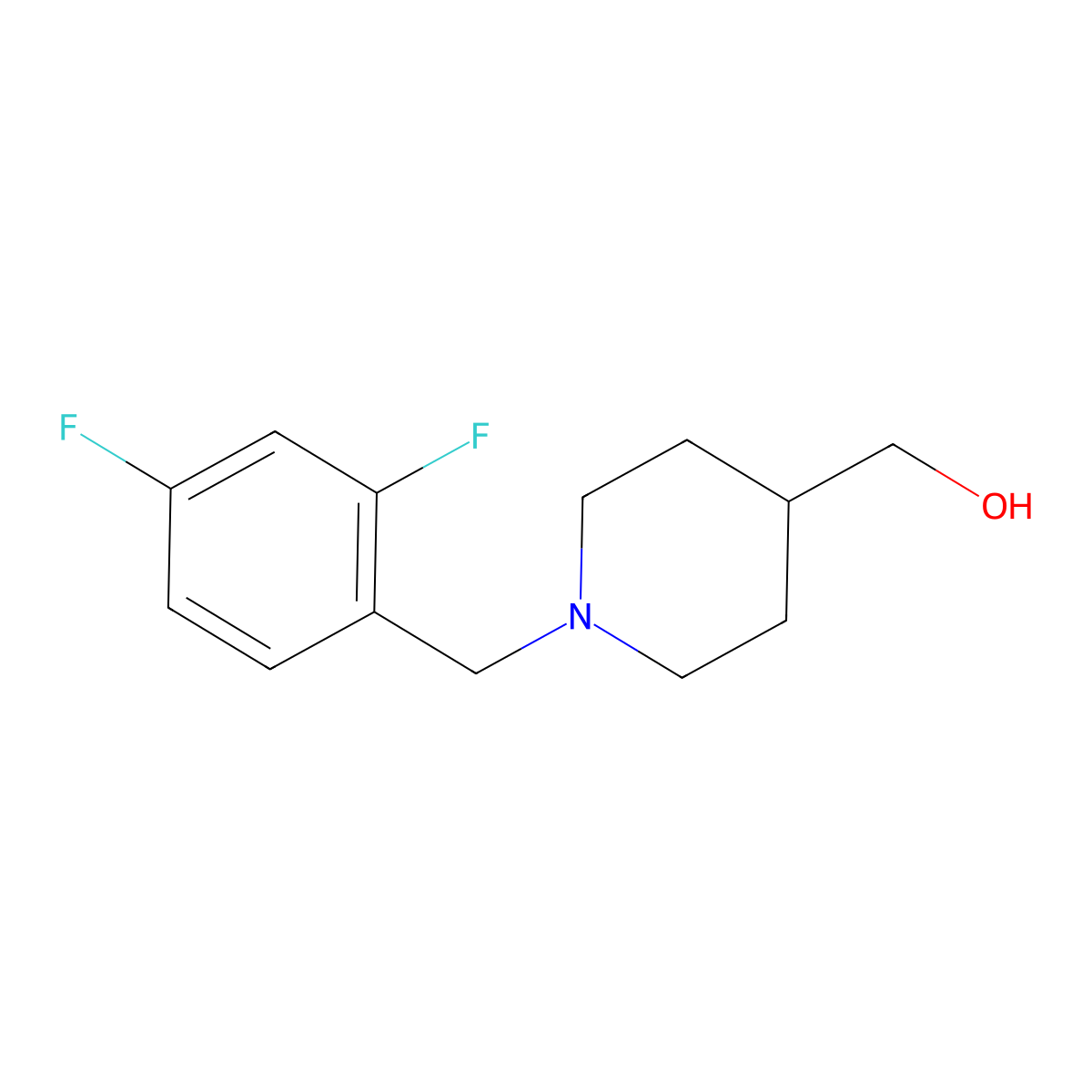 {1-[(2,4-Difluorophenyl)methyl]piperidin-4-yl}methanol molecular structure, CAS 1272219-82-5