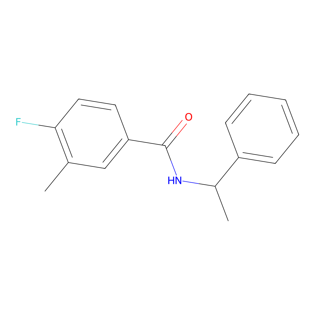 4-fluoro-3-methyl-N-(1-phenylethyl)benzamide molecular structure, CAS 1272227-77-6