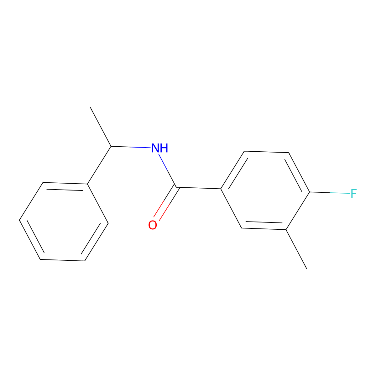 4-fluoro-3-methyl-N-(1-phenylethyl)benzamide molecular structure, CAS 1272227-77-6