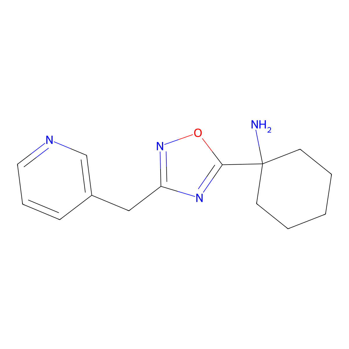 1-[3-(Pyridin-3-ylmethyl)-1,2,4-oxadiazol-5-yl]cyclohexan-1-amine molecular structure, CAS 1272241-02-7