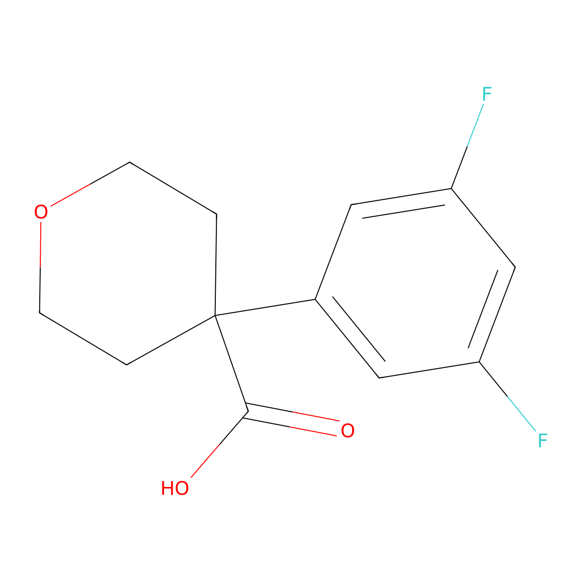 4-(3,5-Difluorophenyl)tetrahydro-2H-pyran-4-carboxylic acid molecular structure, CAS 1272271-77-8
