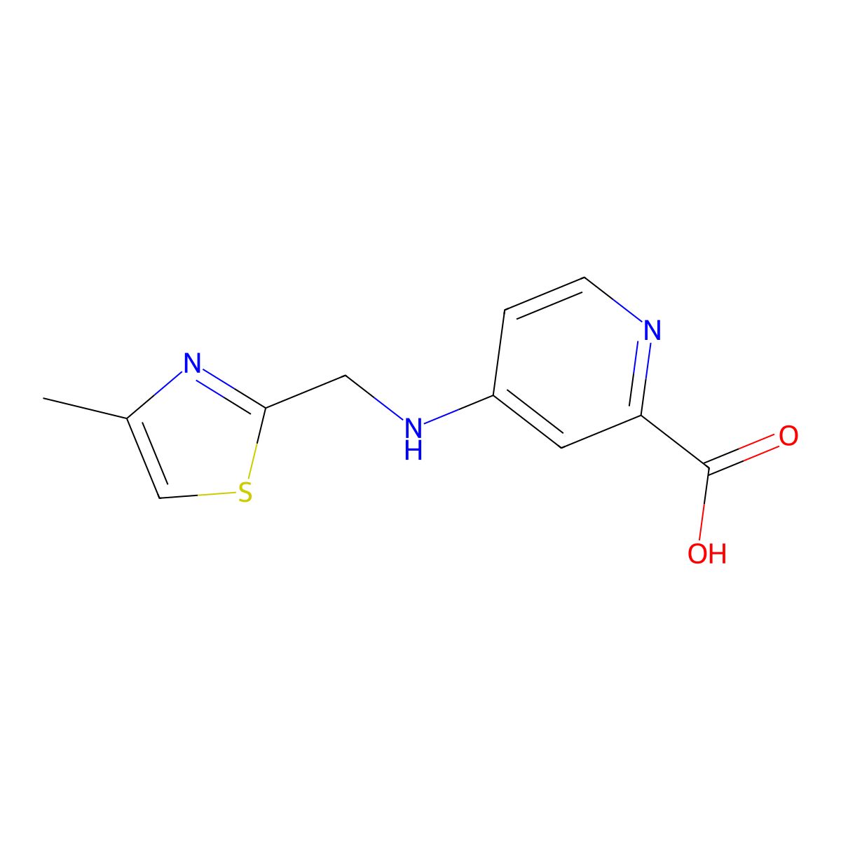 4-{[(4-Methyl-1,3-thiazol-2-yl)methyl]amino}pyridine-2-carboxylic acid molecular structure, CAS 1272273-03-6