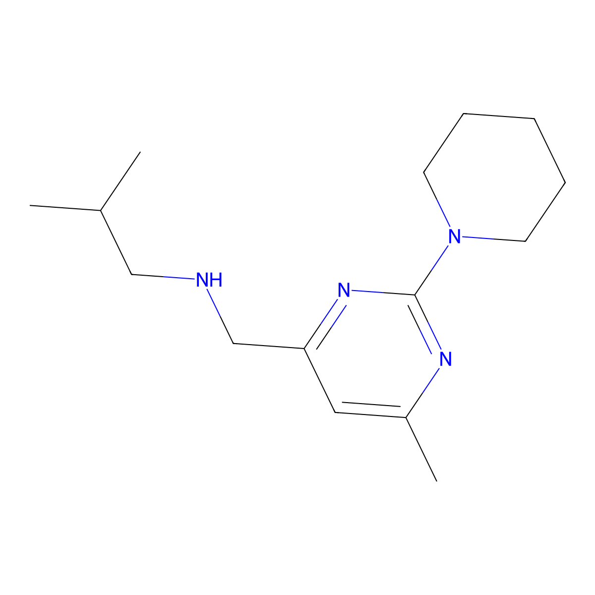 {[6-Methyl-2-(piperidin-1-yl)pyrimidin-4-yl]methyl}(2-methylpropyl)amine molecular structure, CAS 1272301-38-8