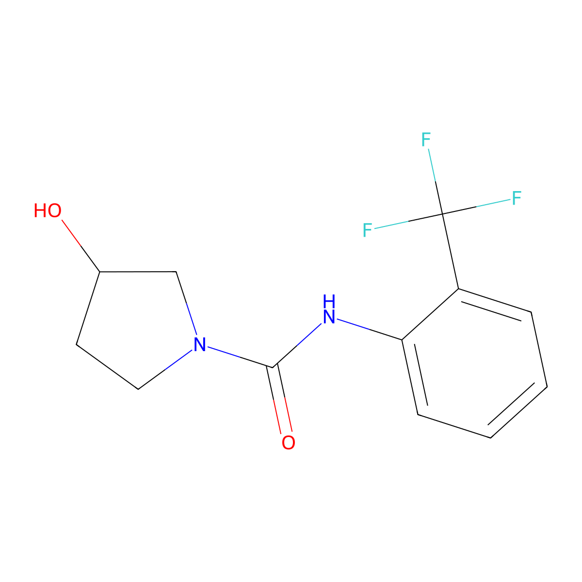 3-hydroxy-N-[2-(trifluoromethyl)phenyl]pyrrolidine-1-carboxamide molecular structure, CAS 1272305-71-1